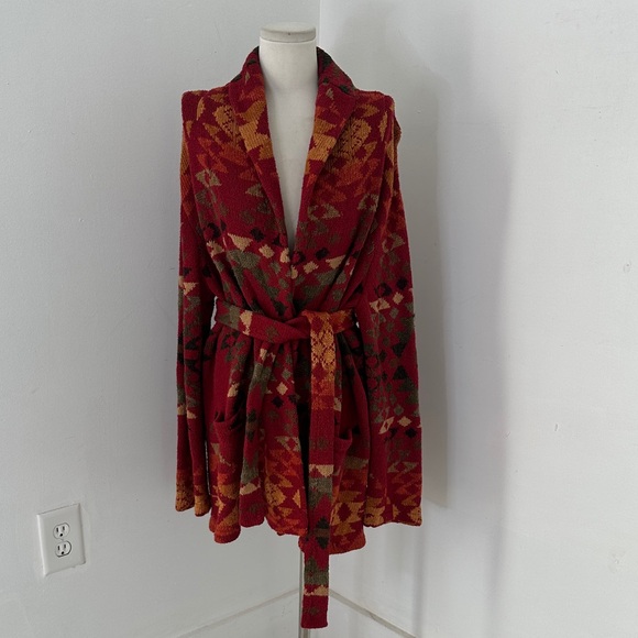 Ralph Lauren Sweaters - Vintage Ralph Lauren Hand Knit Sweater Coat Southwestern Tribal Cardigan Large